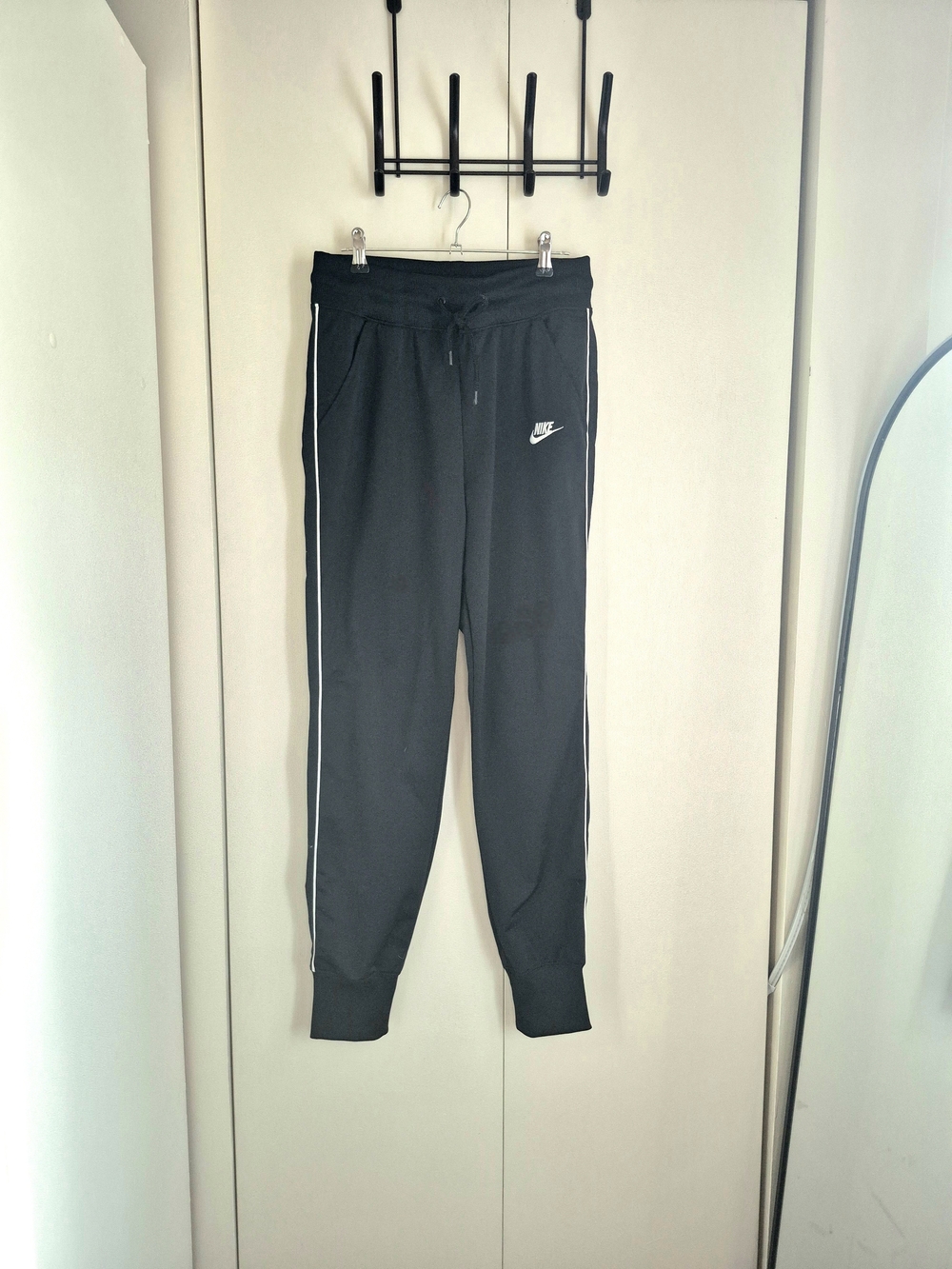 Nike Black Track Joggers with White Piping